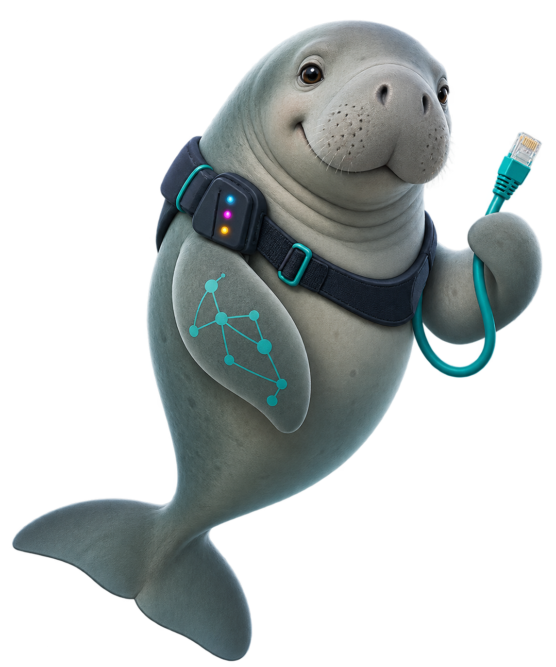 Ping the Dugong holding a network cable